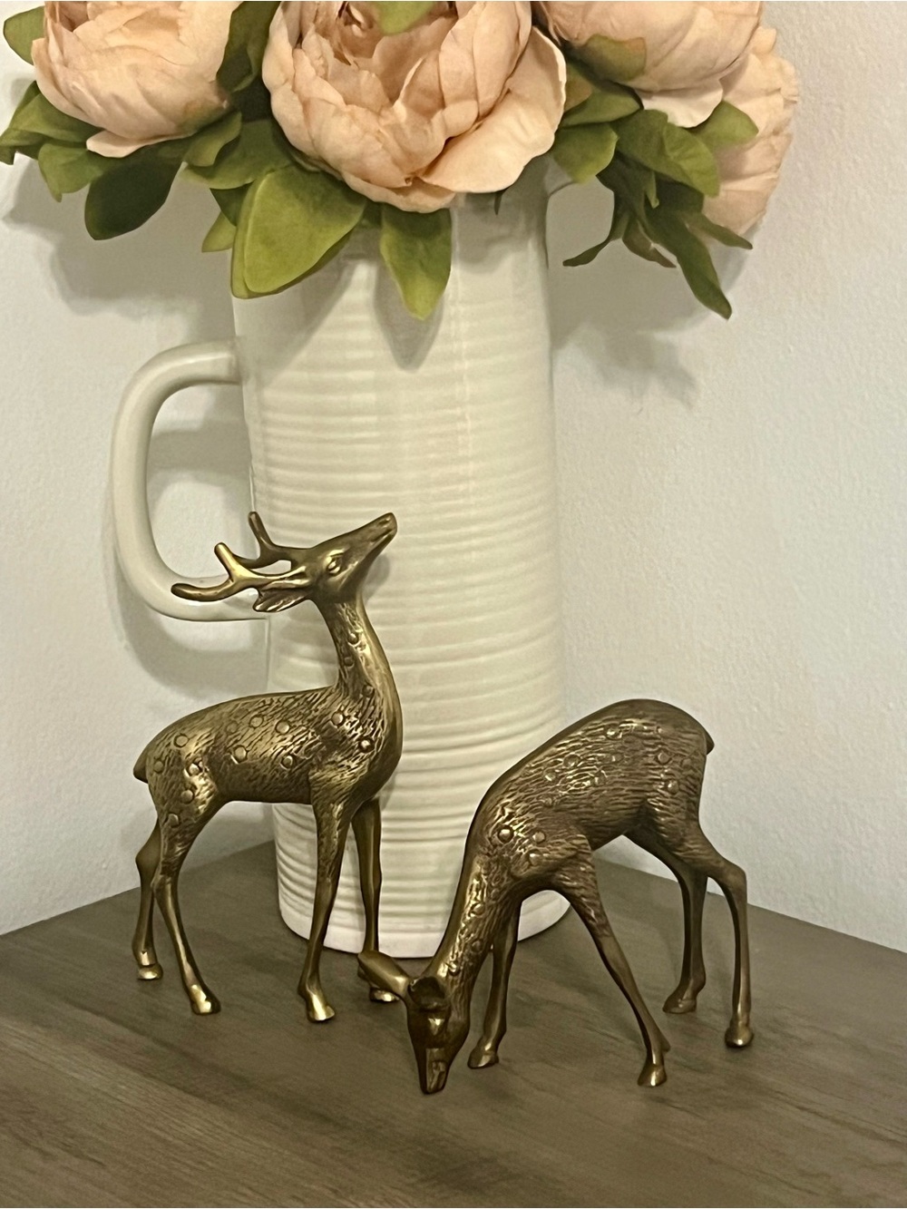 Brass Deer Figurine Pair - Beautiful Vintage Buck and Doe MCM